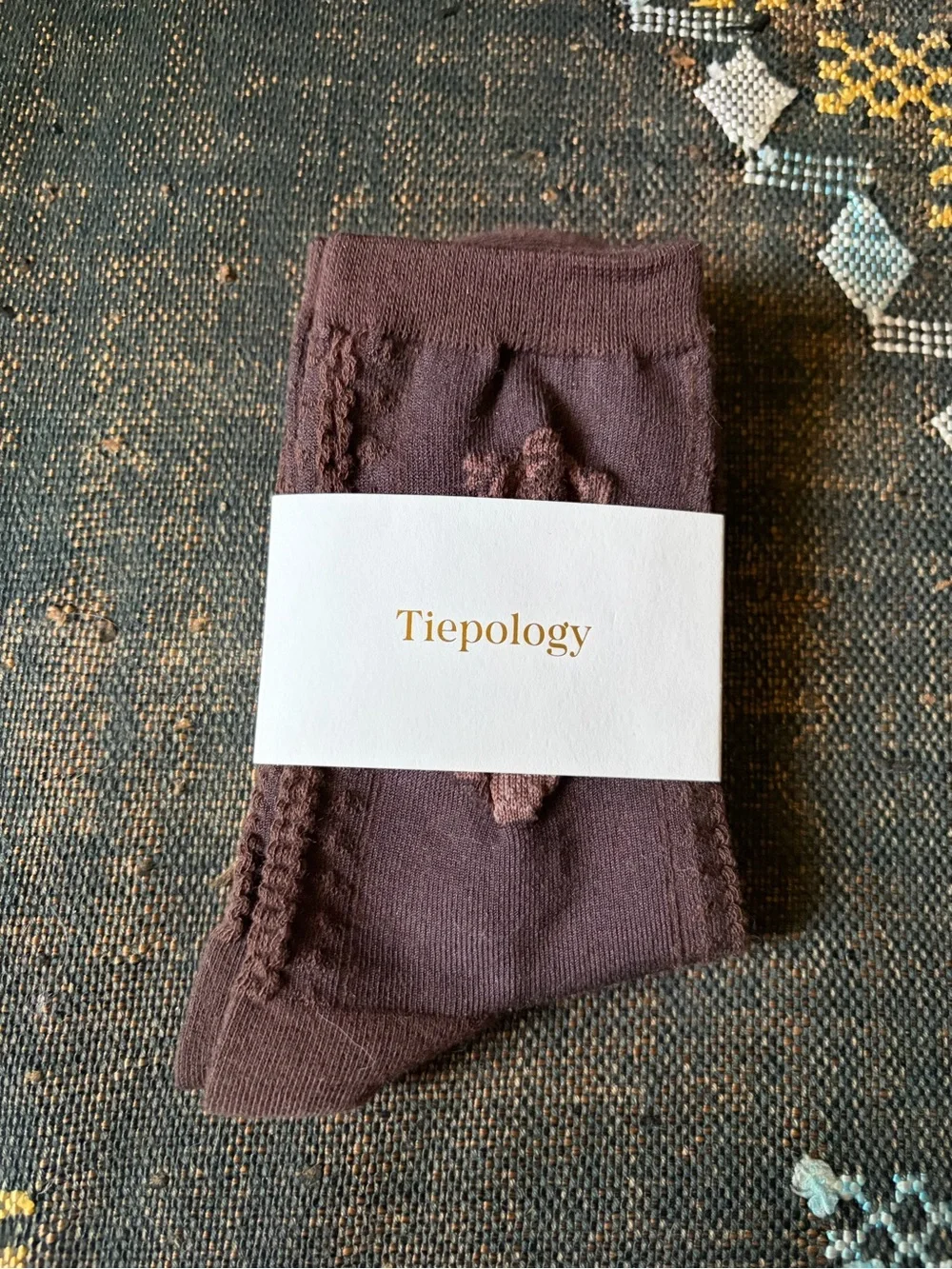 NWT Tiepology Women's socks in Brown Gothic Rose
